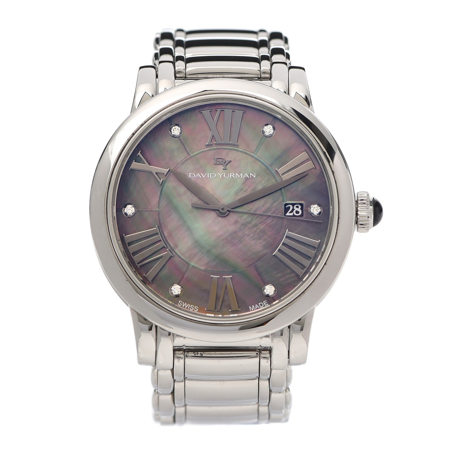 Stainless Steel Diamond Black Mother of Pearl 38mm Classic Quartz Watch