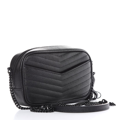 Saint Laurent Grain De Poudre Matelasse Monogram Mini Lou Camera Bag Black 3 of 11