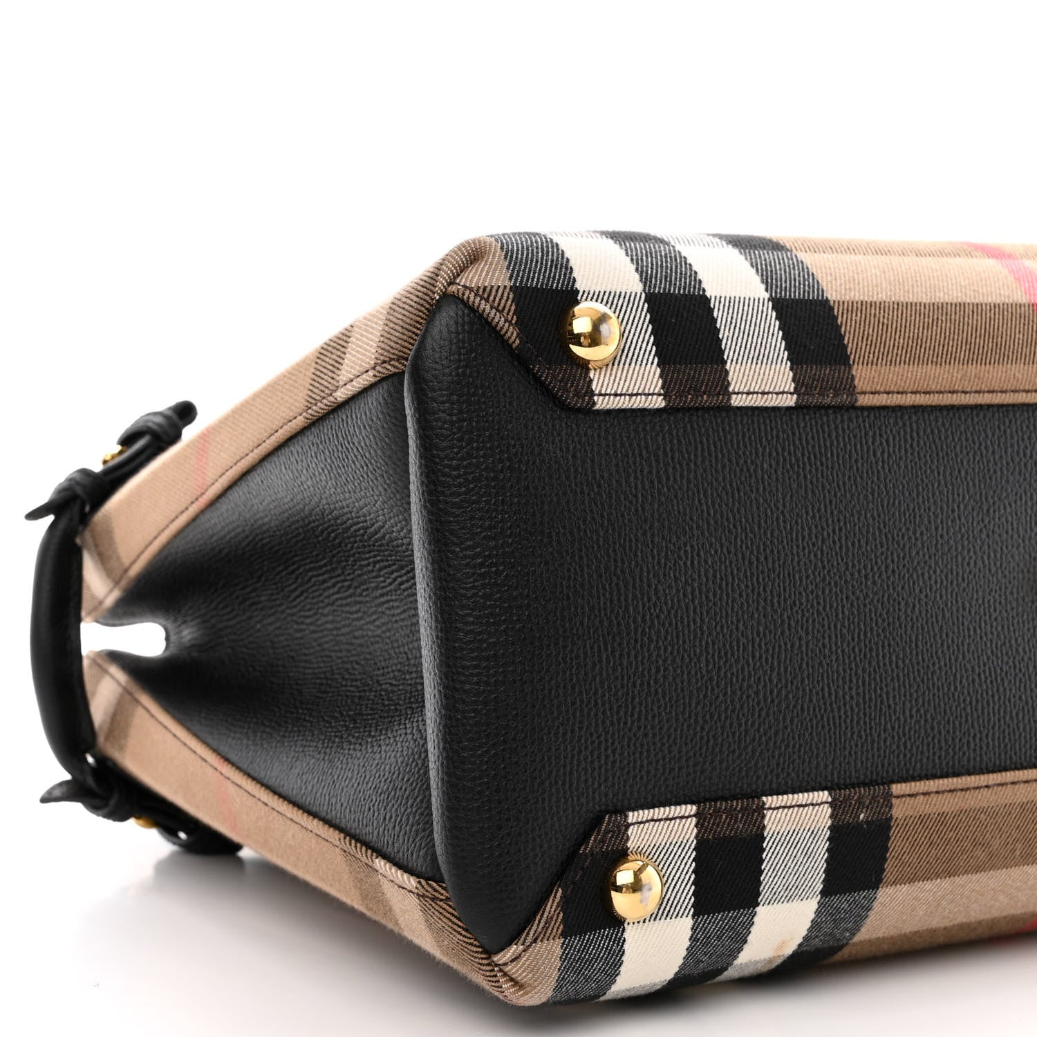 Burberry House Check Grainy Calfskin Medium Banner Tote Black 12 of 14