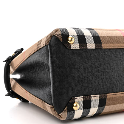 Burberry House Check Grainy Calfskin Medium Banner Tote Black 12 of 14