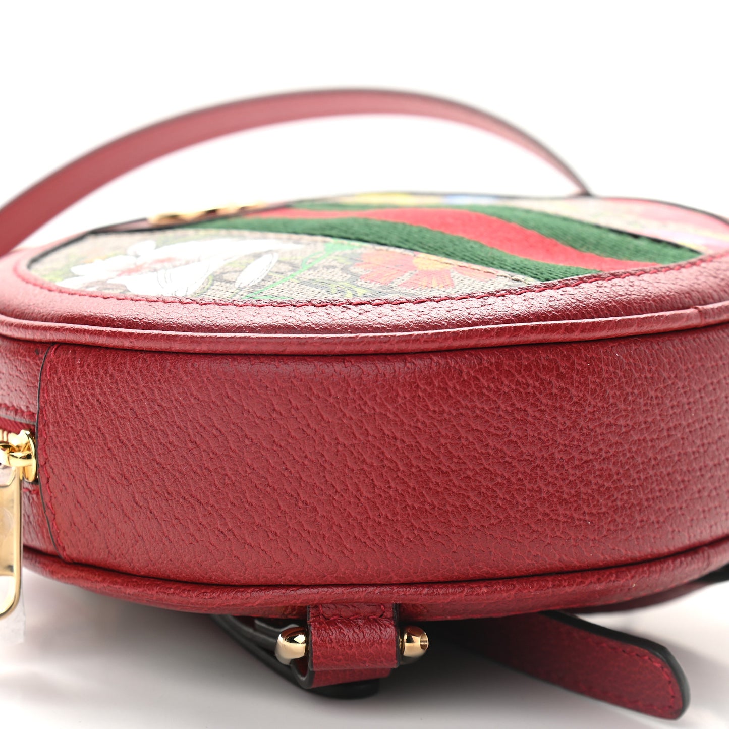 GG Supreme Monogram Web Flora Mini Ophidia Round Backpack Red