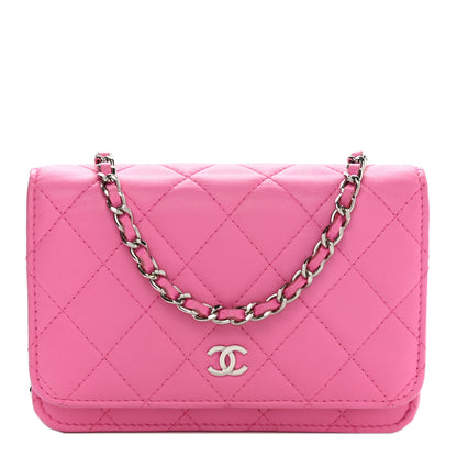 Chanel Lambskin Quilted Mini Wallet On Chain WOC Pink 1 of 18