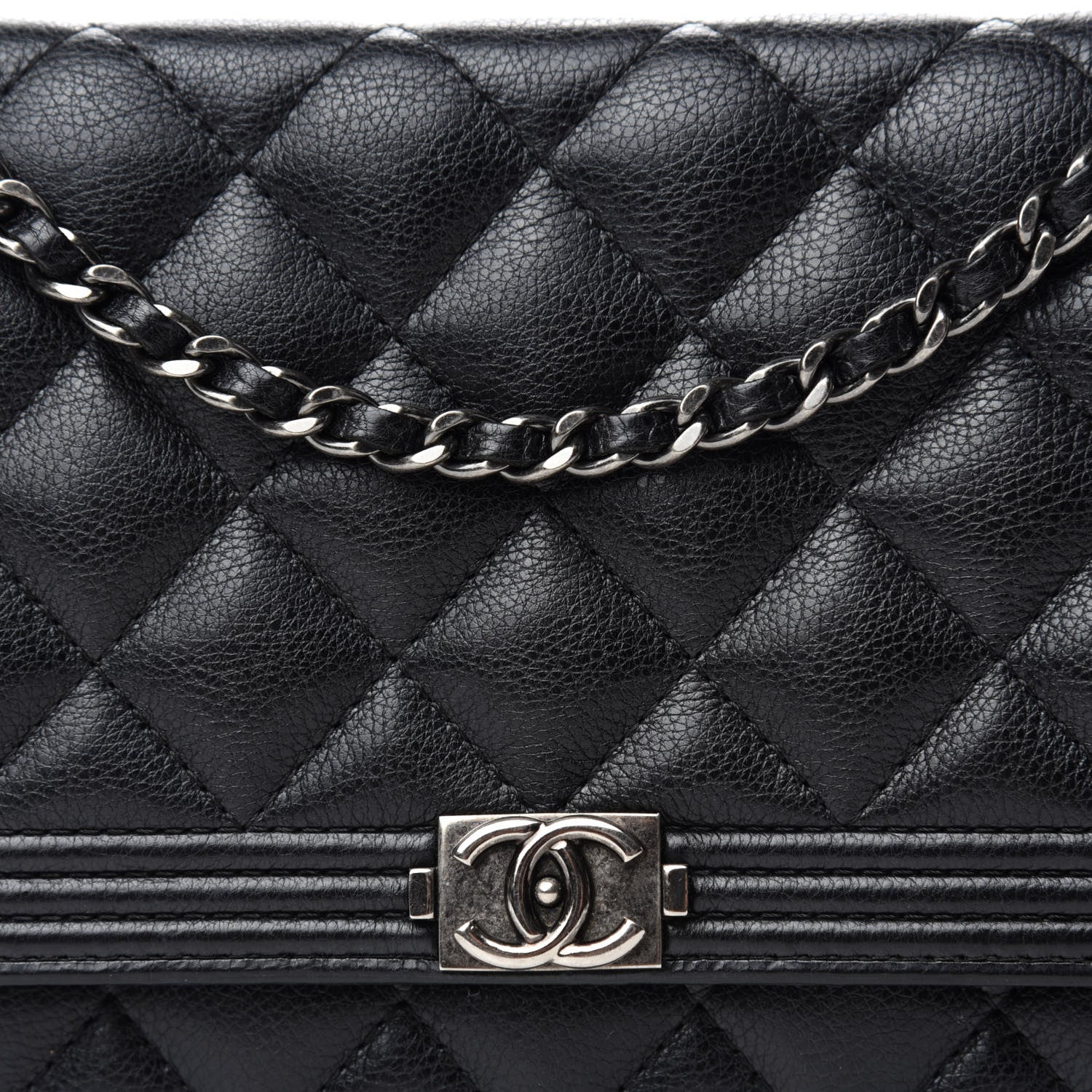 Chanel Calfskin Quilted Boy Wallet On Chain WOC Black 12 of 15