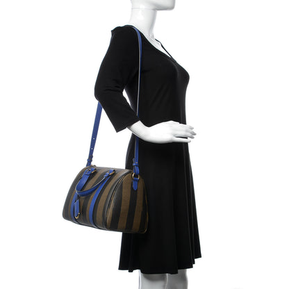 Fendi Pequin Spalmati Vitello Flamingo Small Boston Tobacco Blue Neon 2 of 7