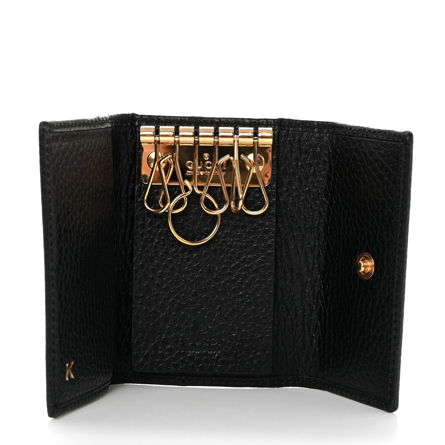 Gucci Pebbled Calfskin GG Marmont 6 Key Holder Black 5 of 7