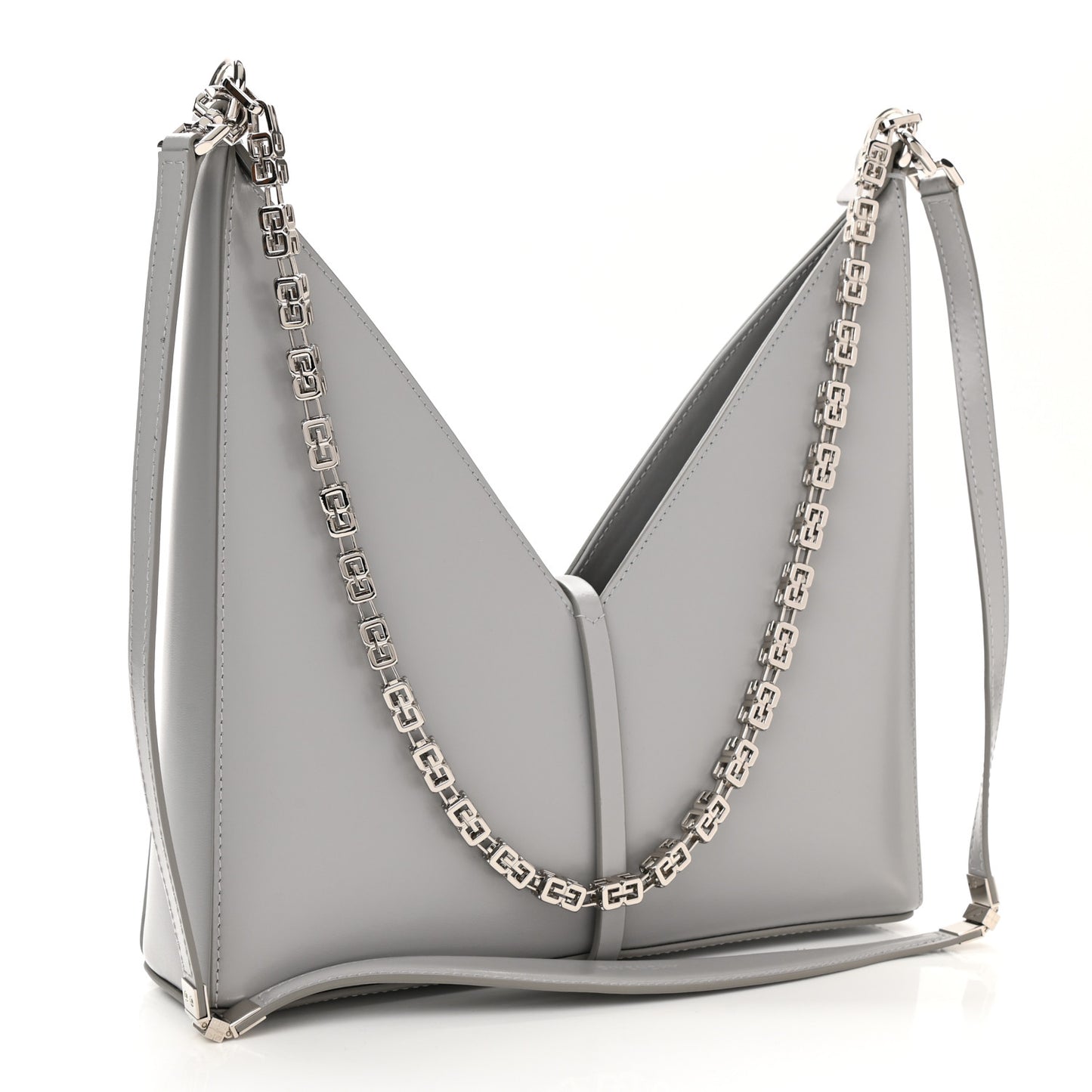 Box Calfskin Small Cut Out Shoulder Bag Cloud Grey