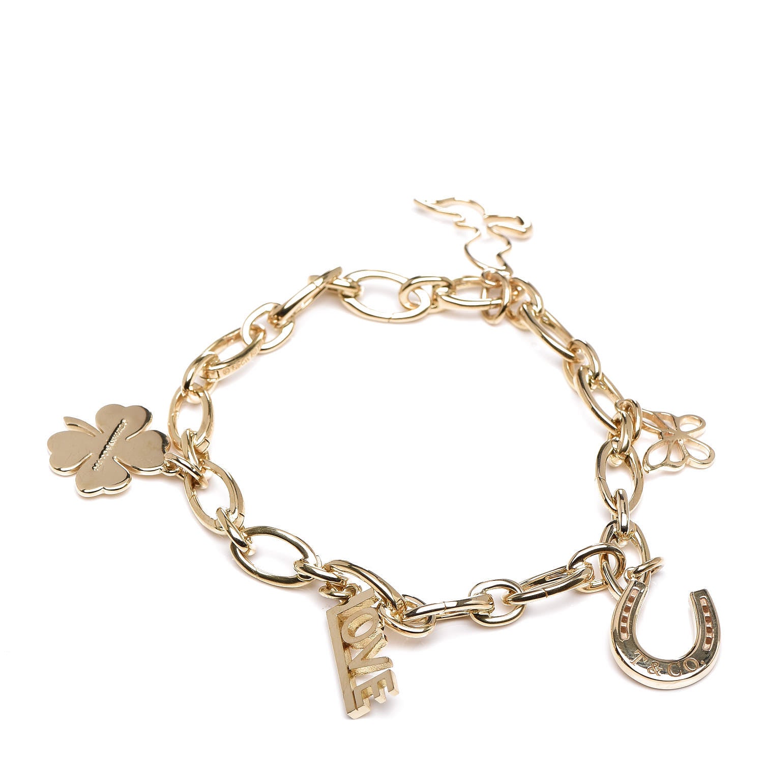 Tiffany 18K Yellow Gold Clasping Link Charm Bracelet 1 of 7