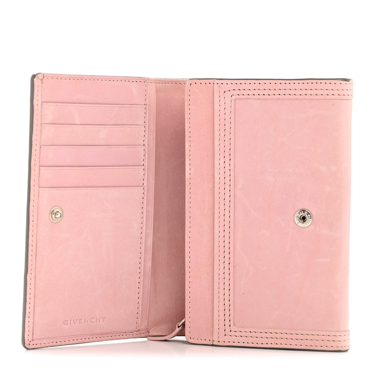 Crackled Calfskin Compact Wallet Pink