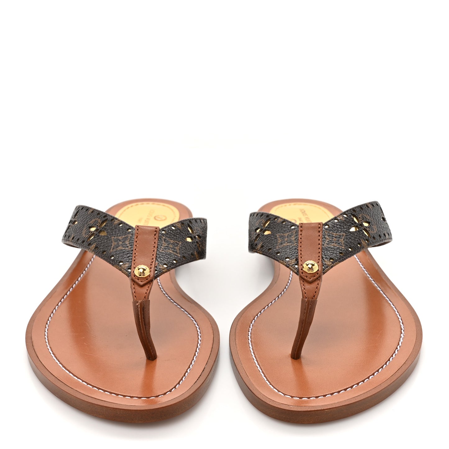 Monogram Sunny Flat Thong Sandals 35.5 Brown