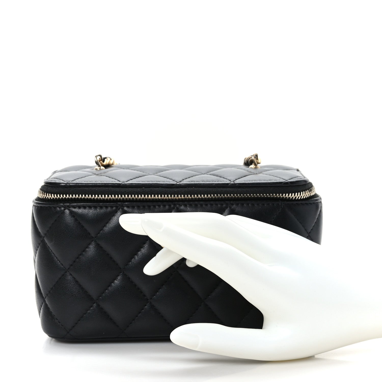 Chanel Lambskin Quilted Pearl Crush Small Vanity Case With Chain Black 2 of 10