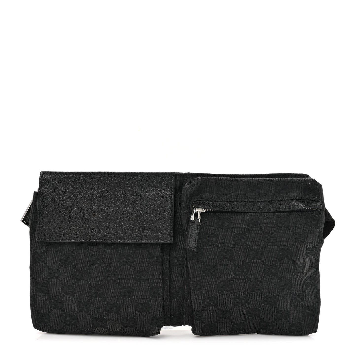 GG Monogram Double Pocket Belt Bag Black