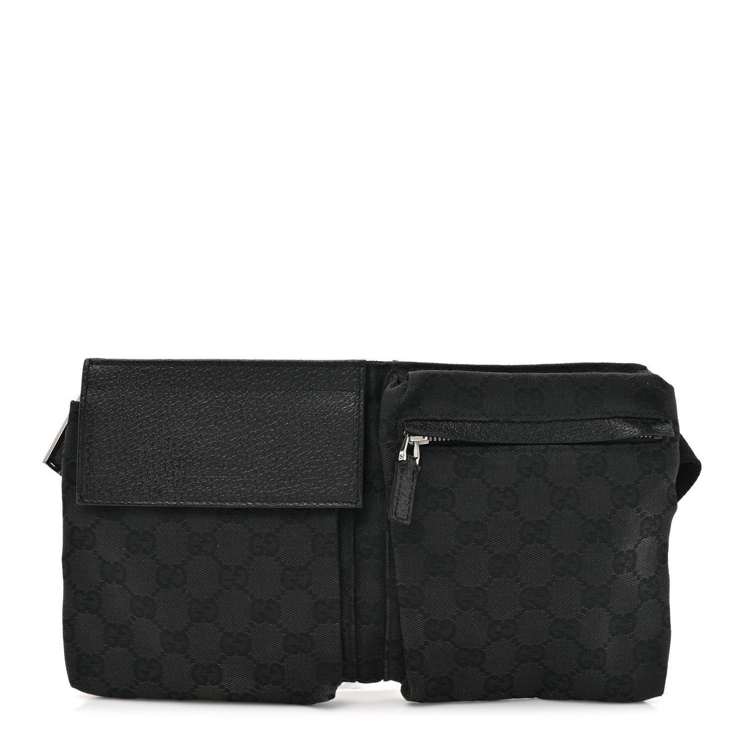 Gucci GG Monogram Double Pocket Belt Bag Black 1 of 11