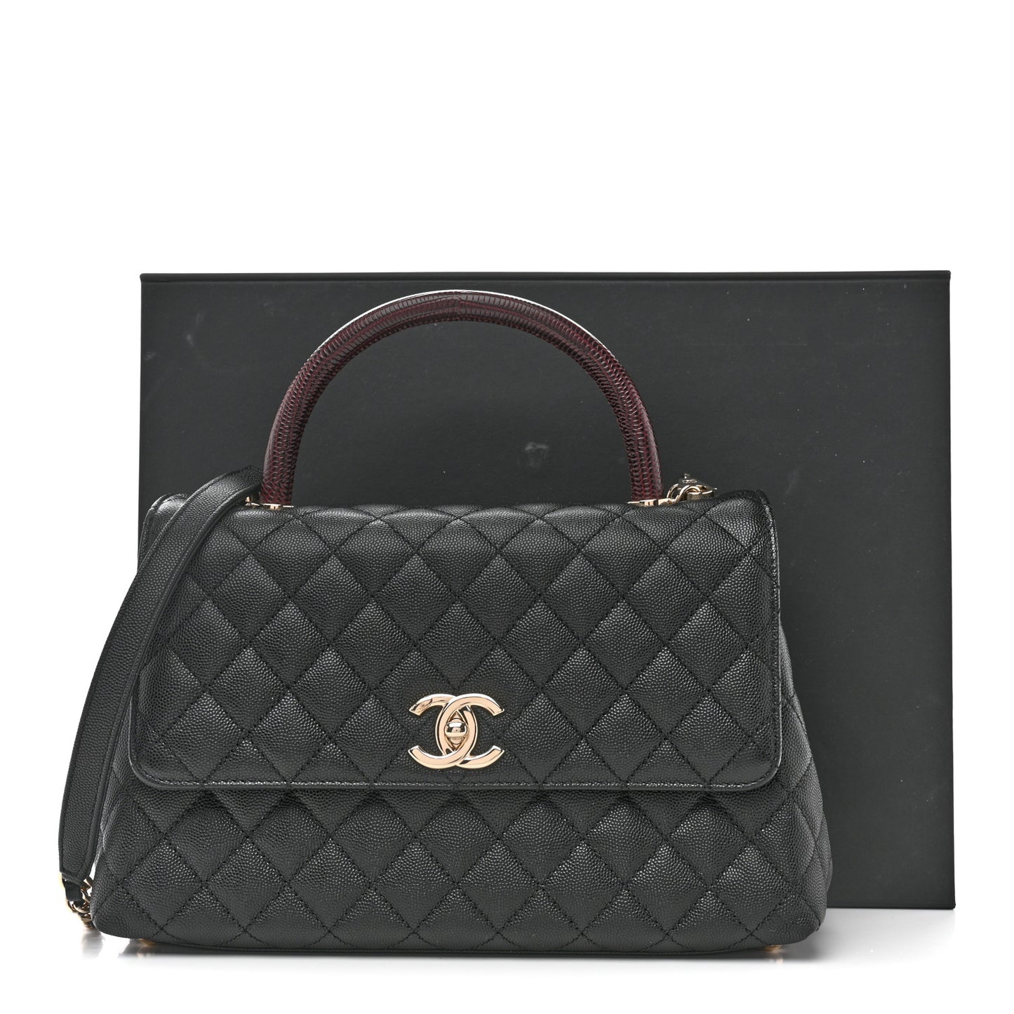 Caviar Quilted Small Coco Handle Flap Black