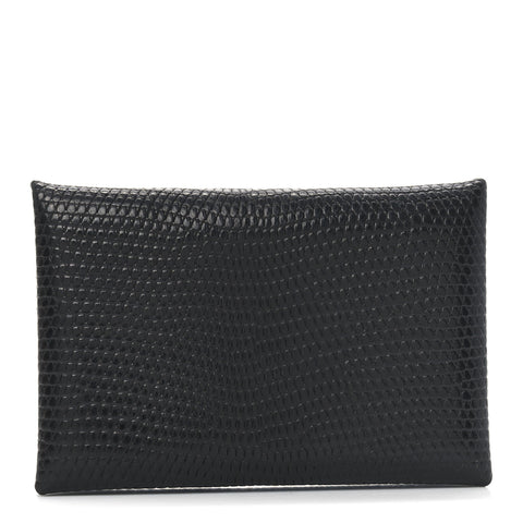 Lizard Calvi Card Case Black
