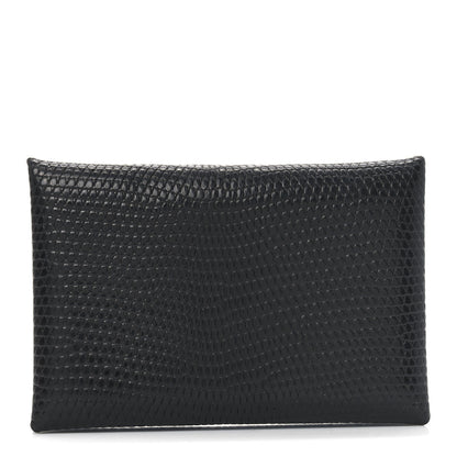 Hermes Lizard Calvi Card Case Black 1 of 8