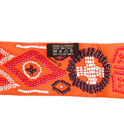 Hermes Silk Kelly En Perles Twilly Orange Anthracite Framboise 3 of 4