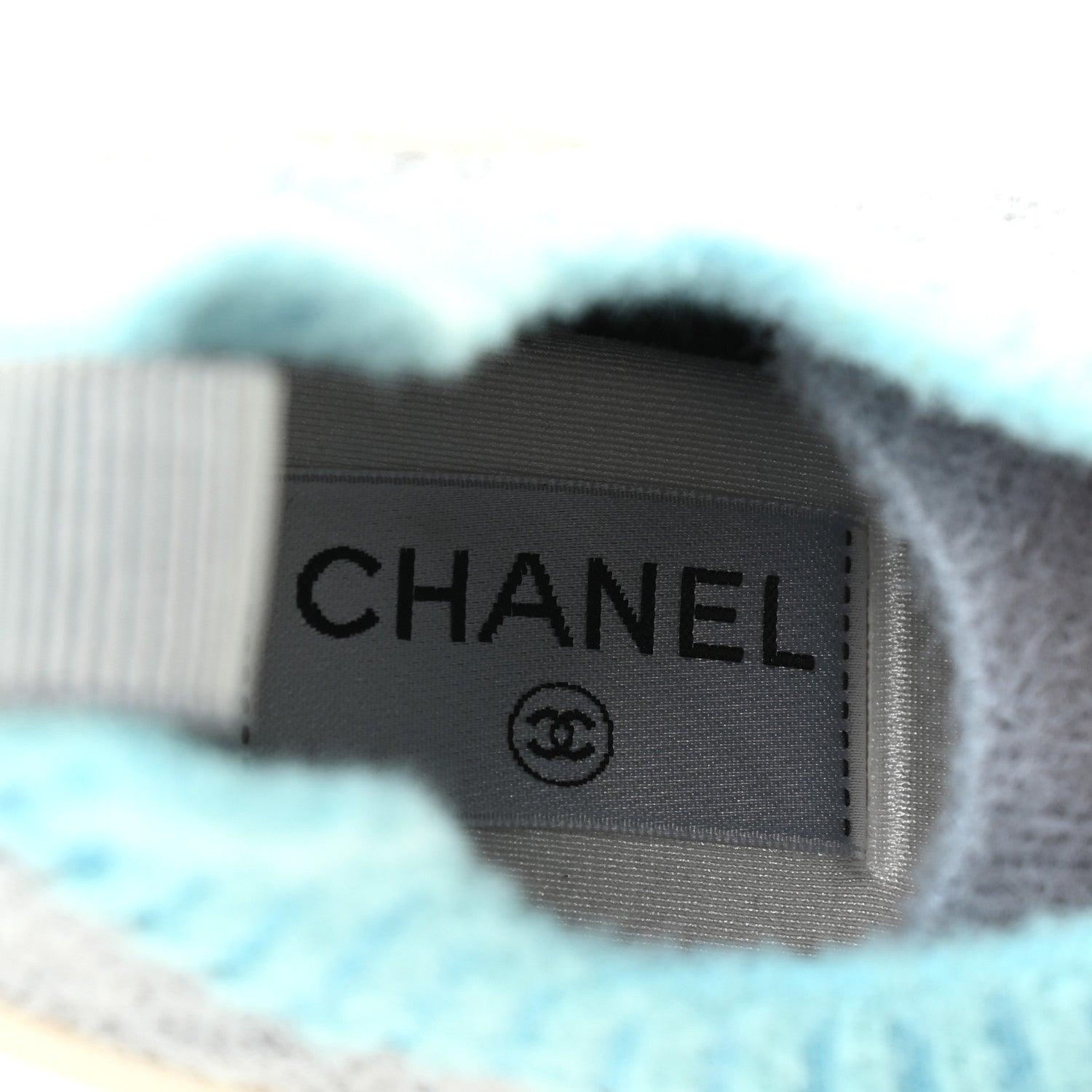 Chanel Mixed Fabrics Knit Sneakers 39 Grey Pink Blue 6 of 7