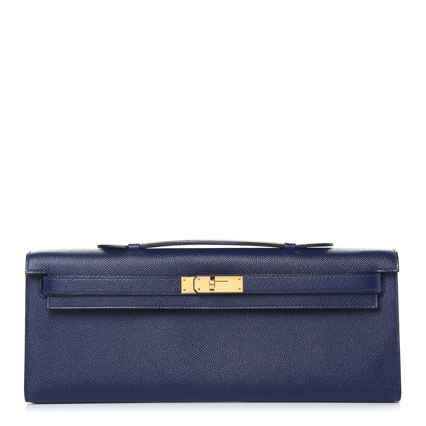 Epsom Kelly Cut Clutch Pochette Bleu Saphir
