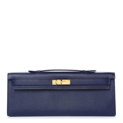 Hermes Epsom Kelly Cut Clutch Pochette Bleu Saphir 1 of 10