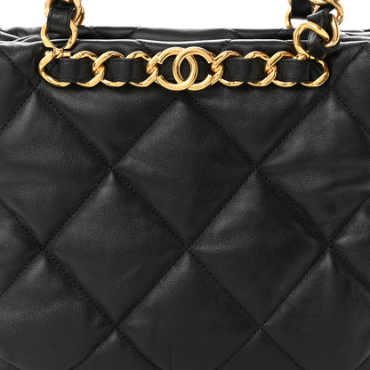 Chanel Lambskin Quilted Small Shopping Bag Black 8 of 10