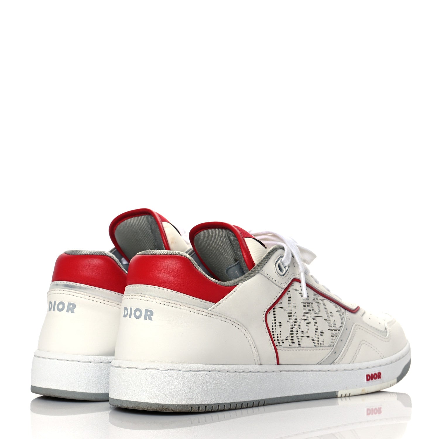 Christian Dior Smooth Calfskin Oblique Galaxy Perforated Mens B27 Low Top Sneakers 45 White Red 4 of 5