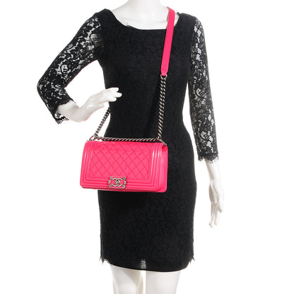 Chanel Patent Leather Medium Boy Bag Flap Pink 2 of 7