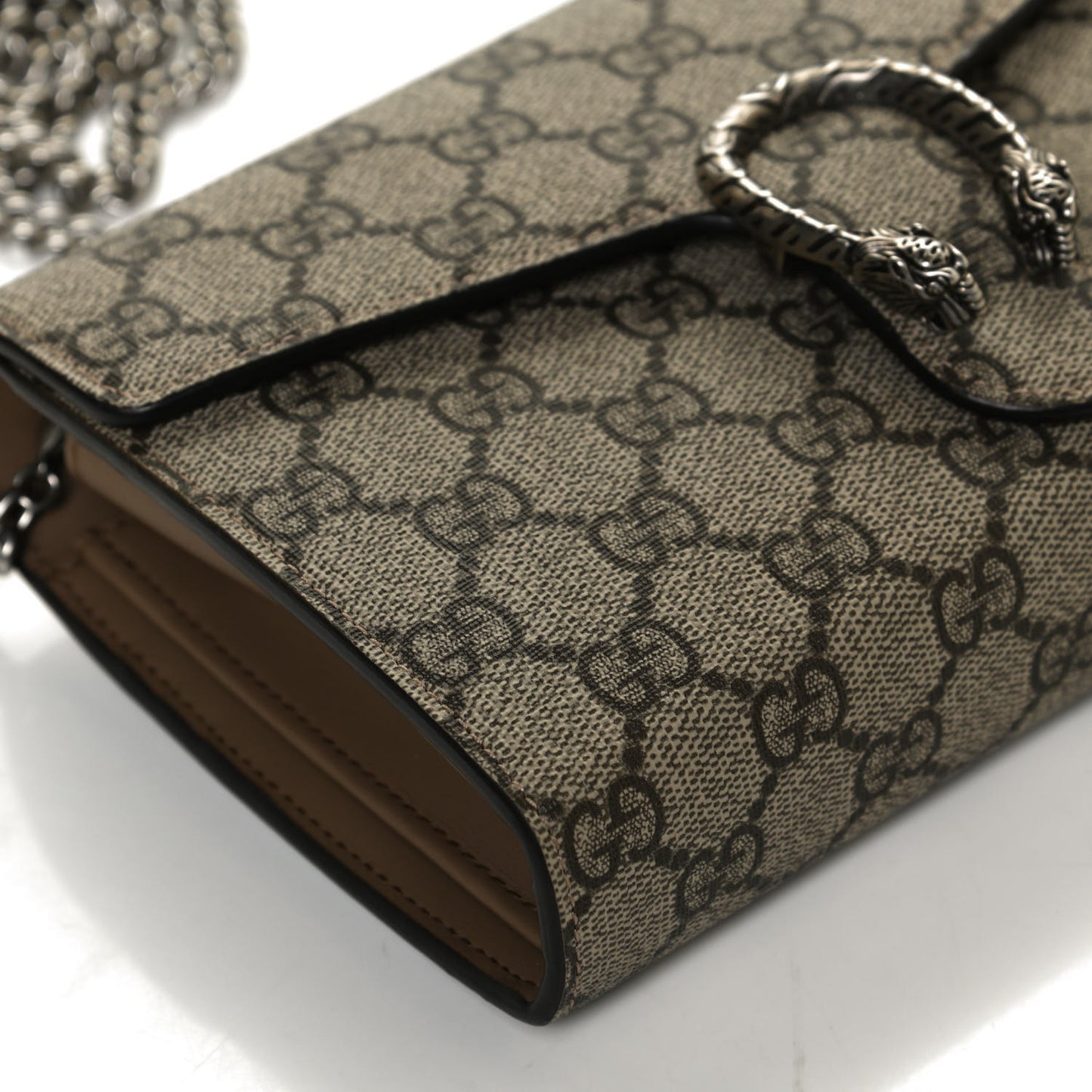 GG Supreme Monogram Mini Dionysus Chain Wallet Beige Taupe