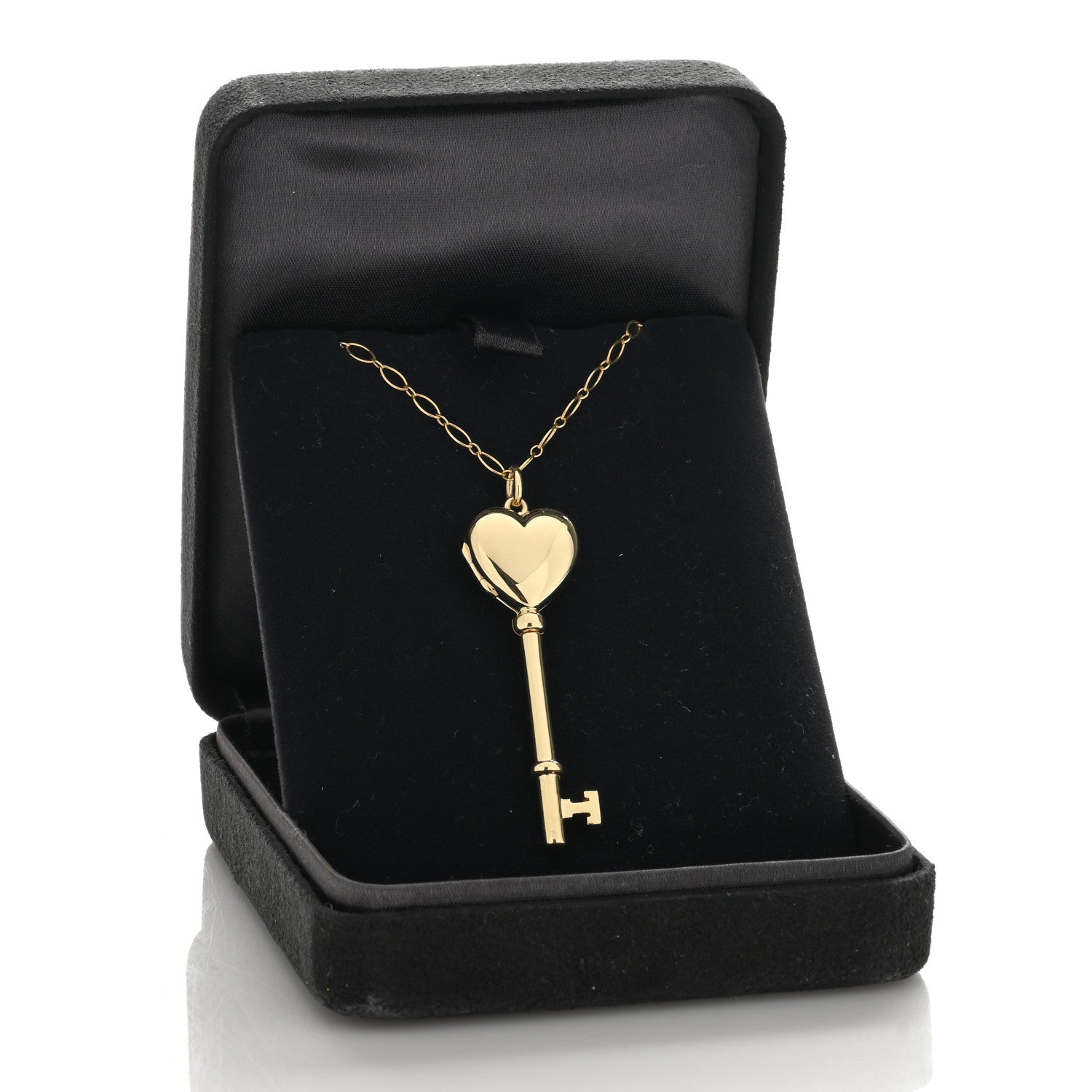 Tiffany 18K Yellow Gold Heart Key Locket Pendant Necklace 5 of 5