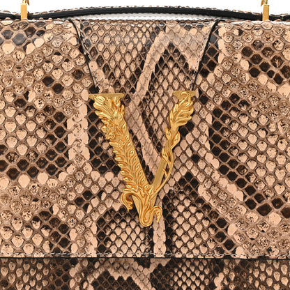 Versace Snakeskin Virtus Top Handle Shoulder Bag Beige 7 of 9