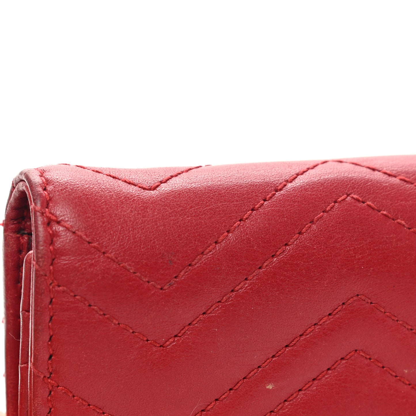 Calfskin Matelasse GG Marmont Card Case Wallet Hibiscus Red