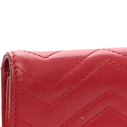 Gucci Calfskin Matelasse GG Marmont Card Case Wallet Hibiscus Red 11 of 16