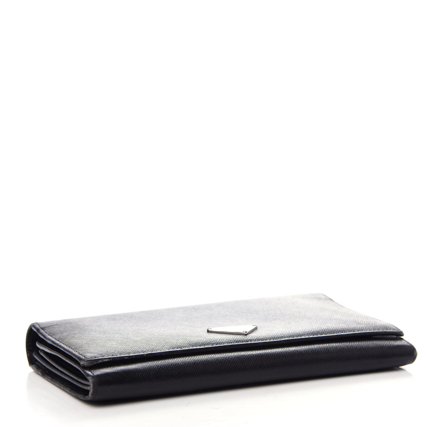 Saffiano Triangle Continental Flap Wallet Black