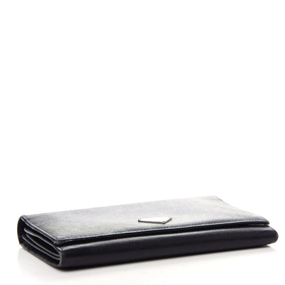 Prada Saffiano Triangle Continental Flap Wallet Black 4 of 10