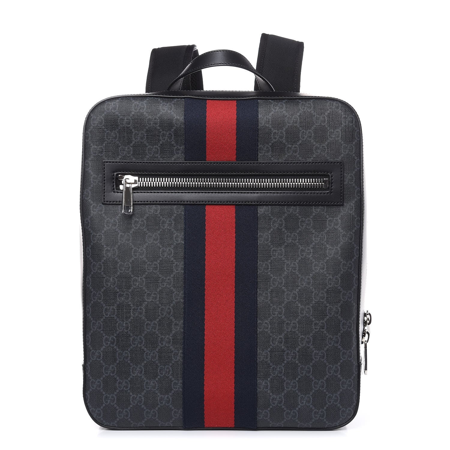 Gucci GG Supreme Monogram Web Tote Backpack Black Grey 1 of 10