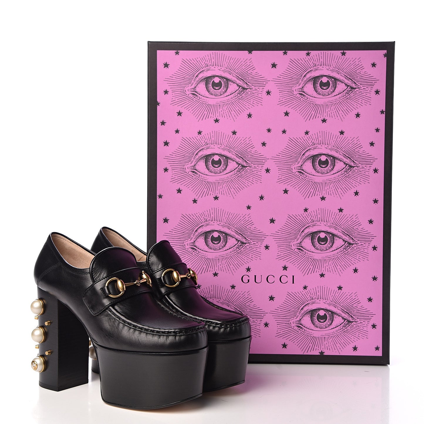 Malaga Kid Pearl Studded Vegas Platform Loafers 37 Black