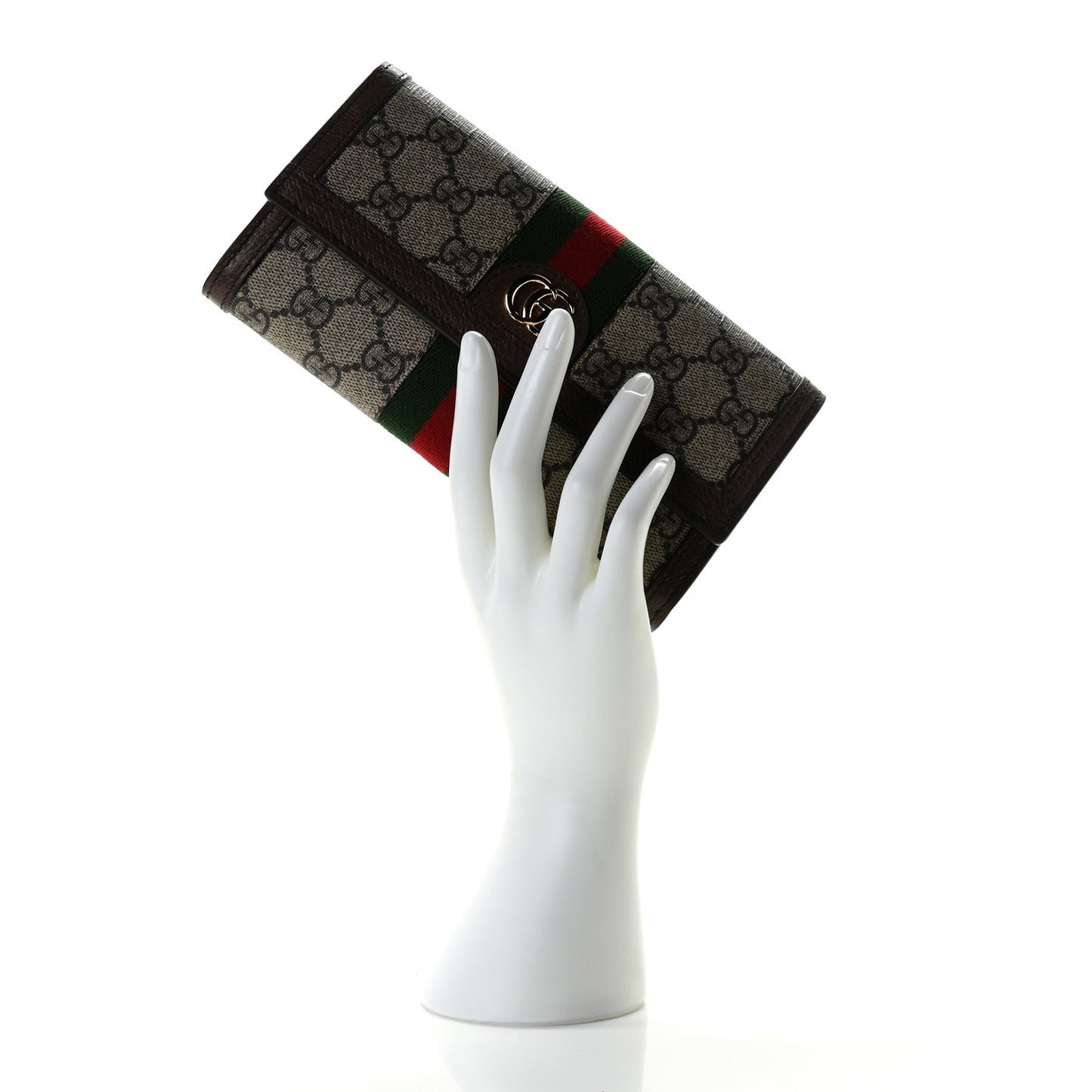 GG Supreme Monogram Web Ophidia Continental Wallet Brown