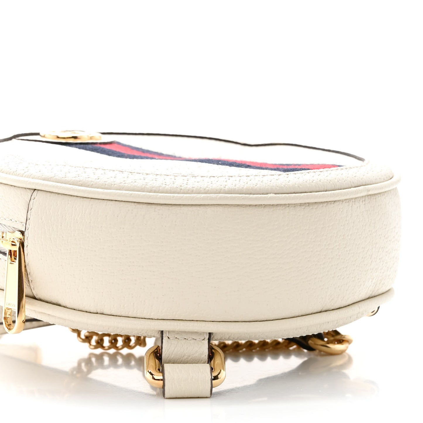 Textured Calfskin Web Mini Ophidia Round Backpack Mystic White