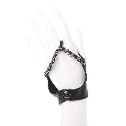 Chanel Lambskin Fingerless Chain Gloves 7 Black 2 of 8