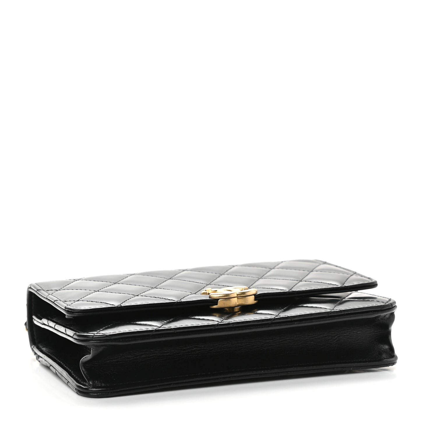 Calfskin Quilted Perfect Fit Wallet On Chain WOC Black