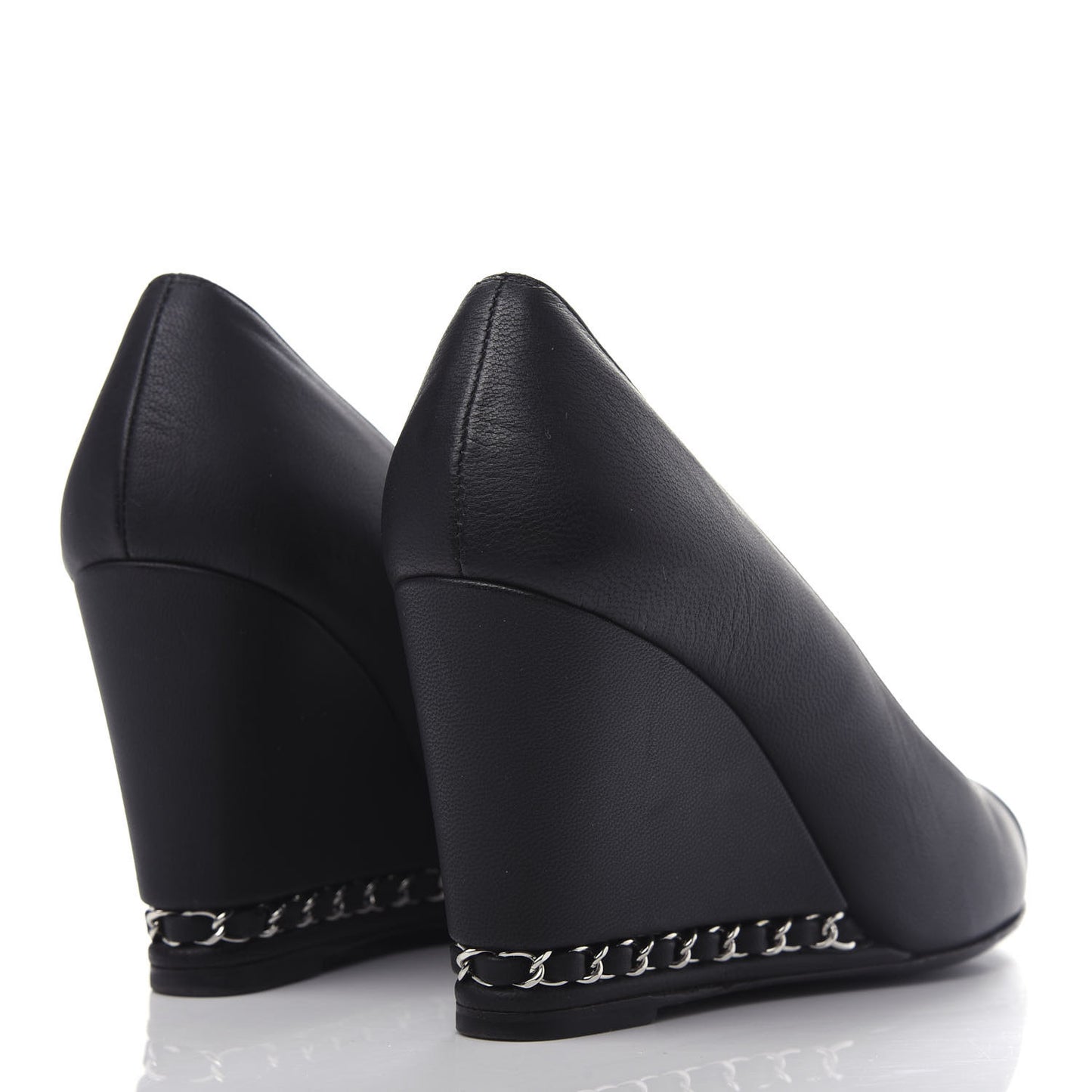 Lambskin Patent Cap Toe Wedges 37.5 Black