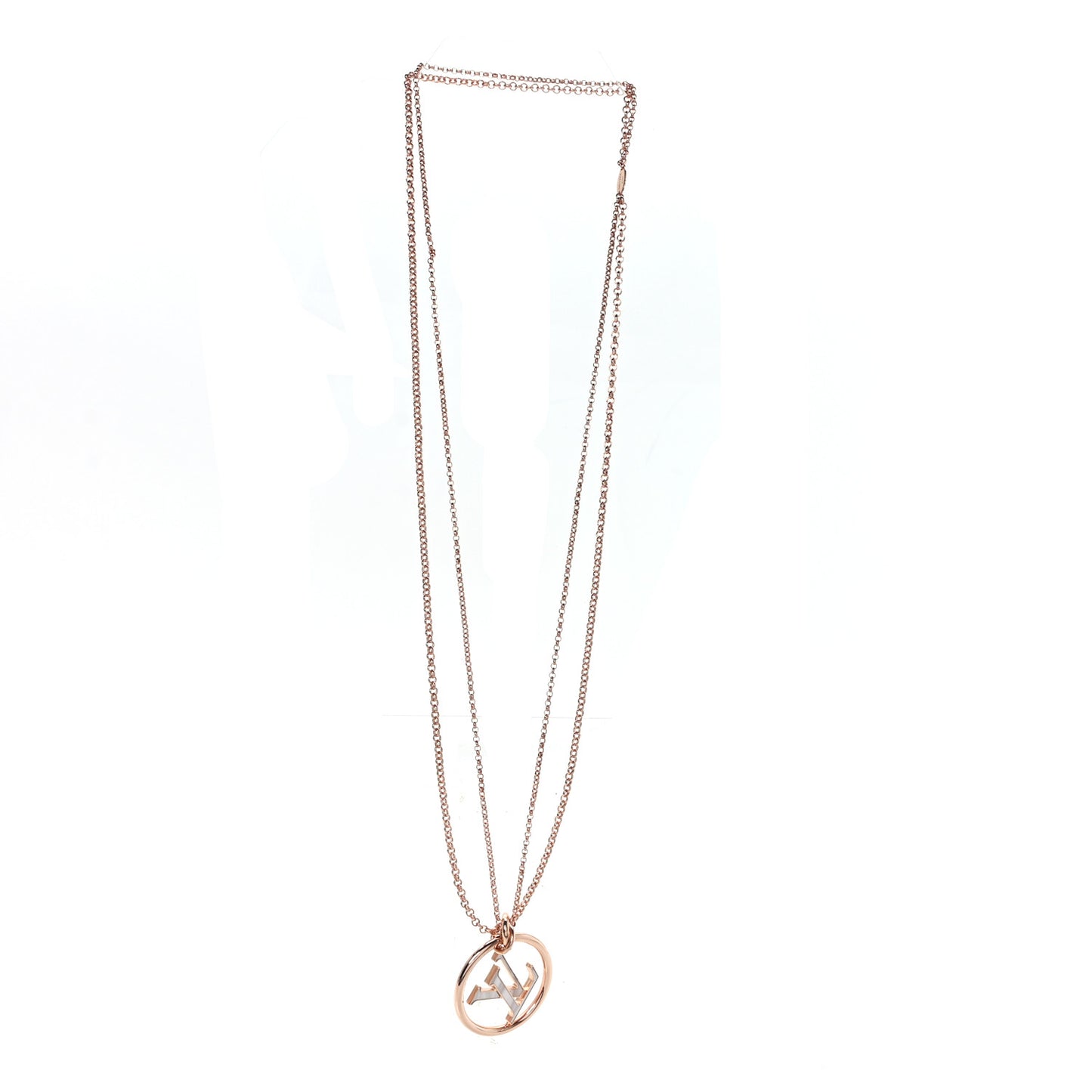 Metal Enamel LV Stellar Long Necklace Rose Gold