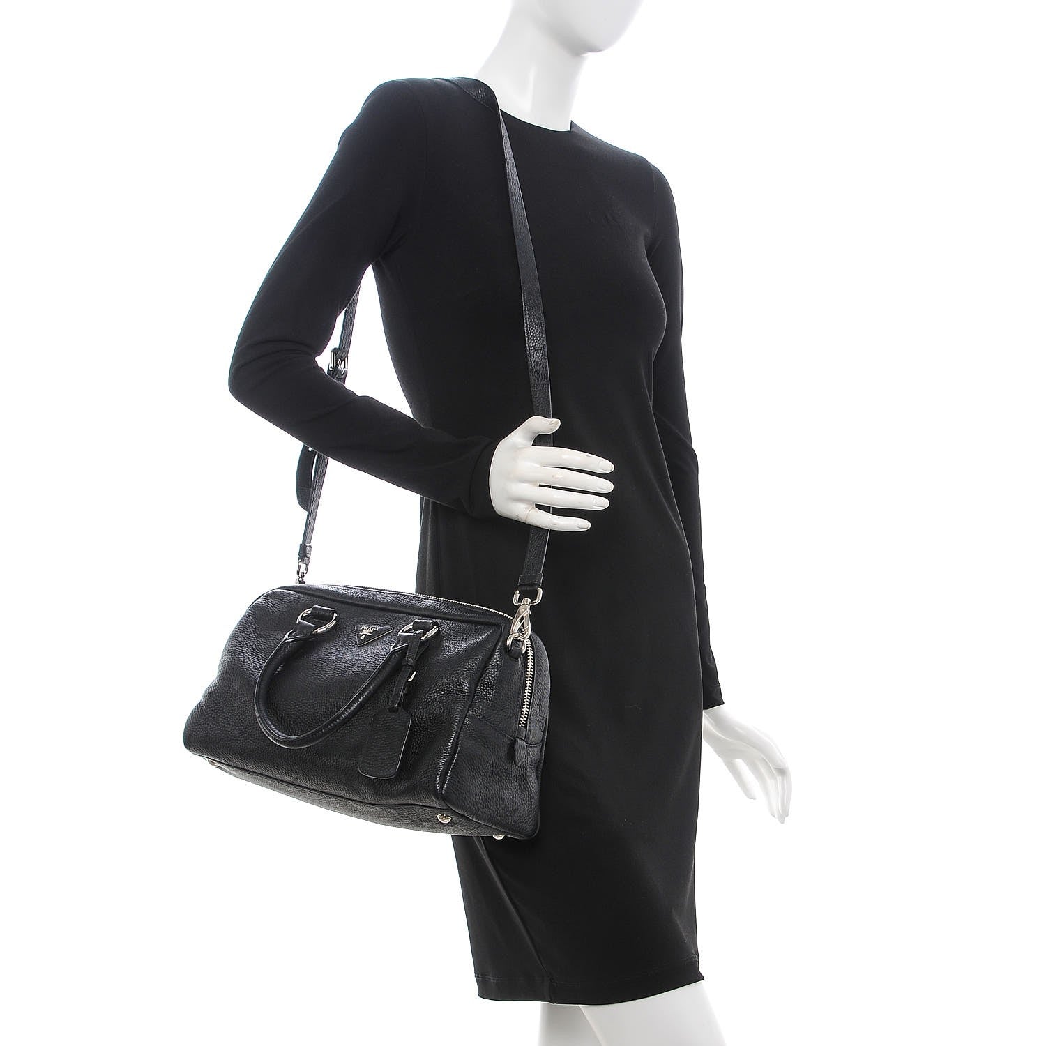 Prada Vitello Daino Satchel Black 2 of 9