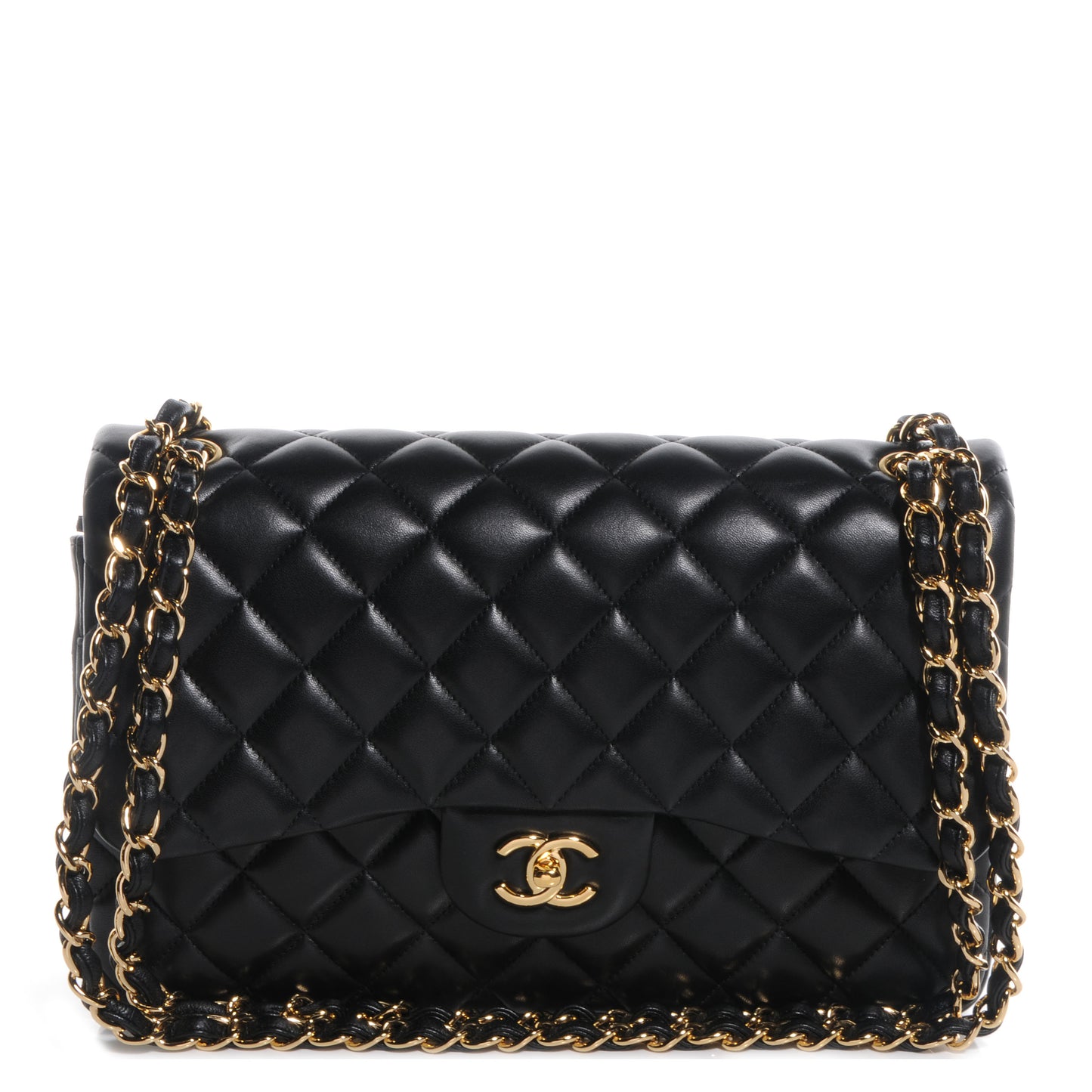 Lambskin Jumbo Double Flap Black