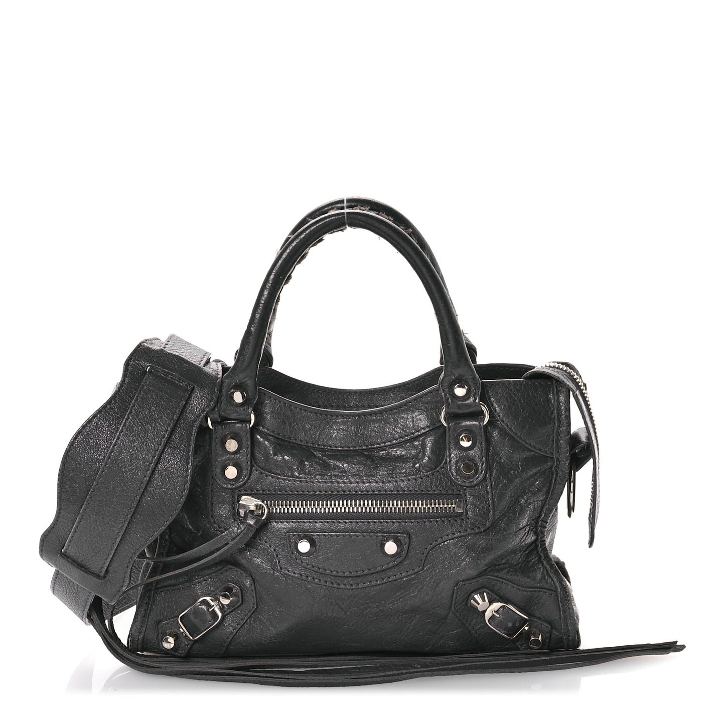 Agneau Classic Silver Hardware Mini City Gris Fossile