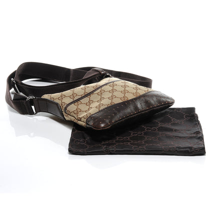 Gucci Monogram Calfskin Perforated Small Flat Messenger Bag Dark Brown 7 of 9