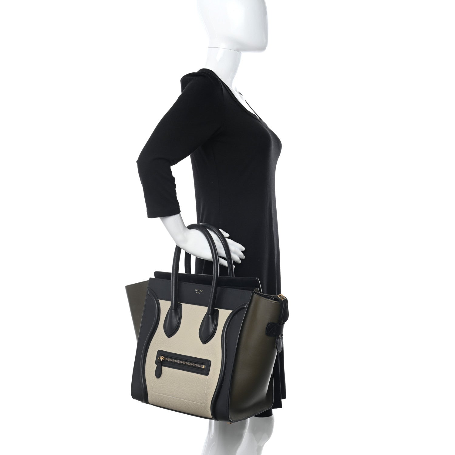Celine Elephant Calfskin Mini Tri-Color Luggage Chalk 2 of 11