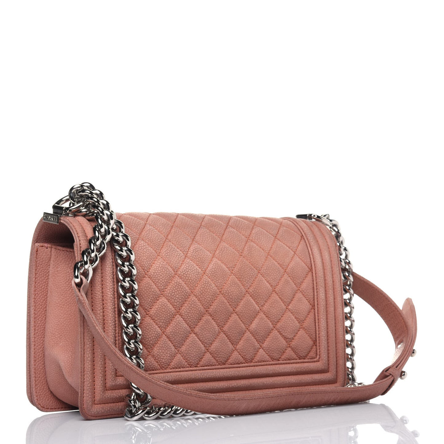 Caviar Quilted Medium Boy Flap Light Pink
