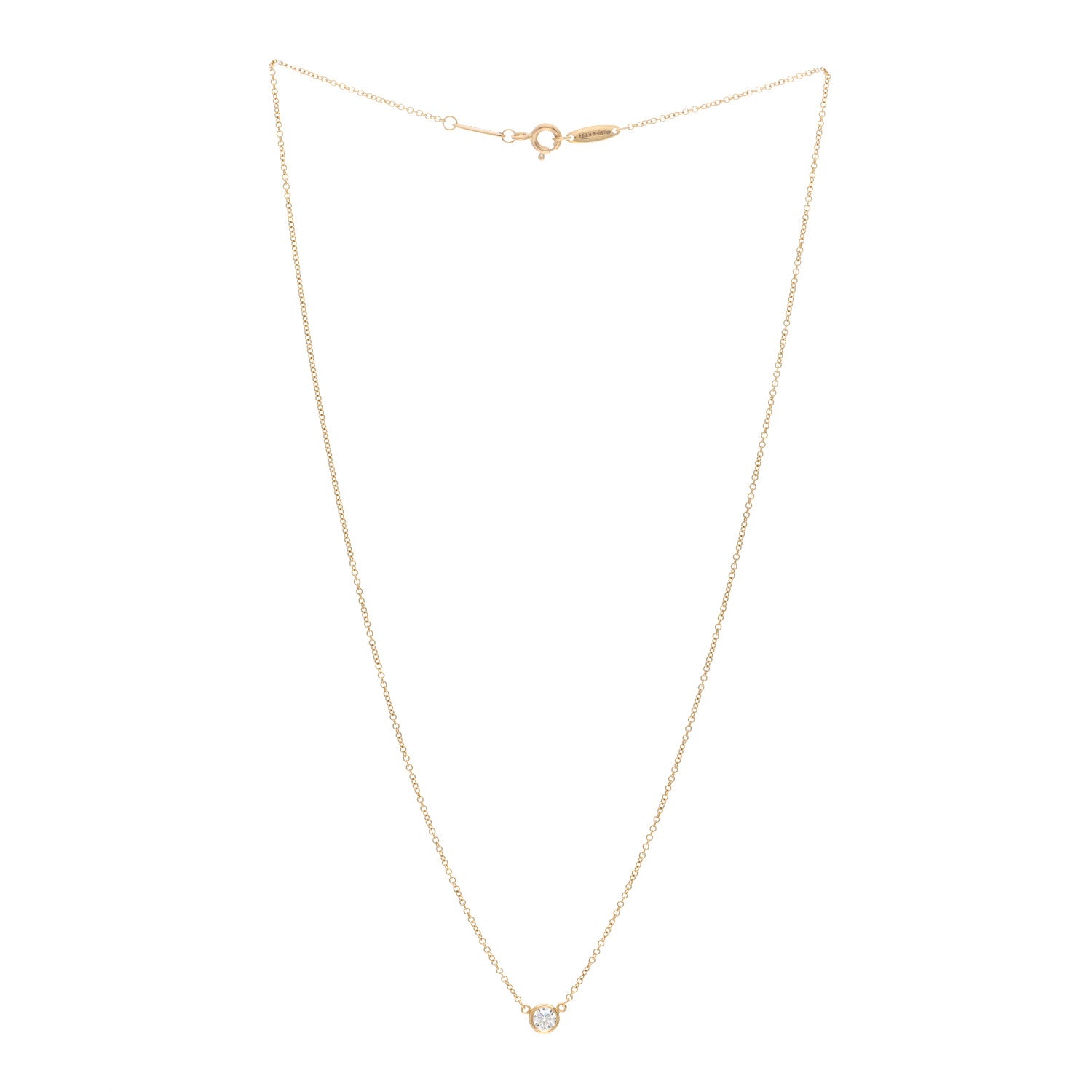 Tiffany 18K Yellow Gold Diamond .20ct Elsa Peretti Diamonds by the Yard Pendant Necklace 3 of 5