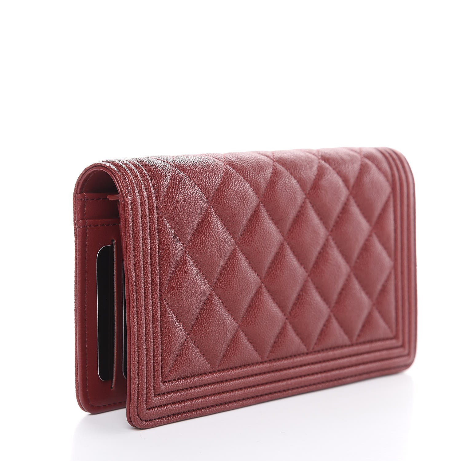 Chanel Caviar Quilted Boy Yen Wallet Burgundy 3 of 11