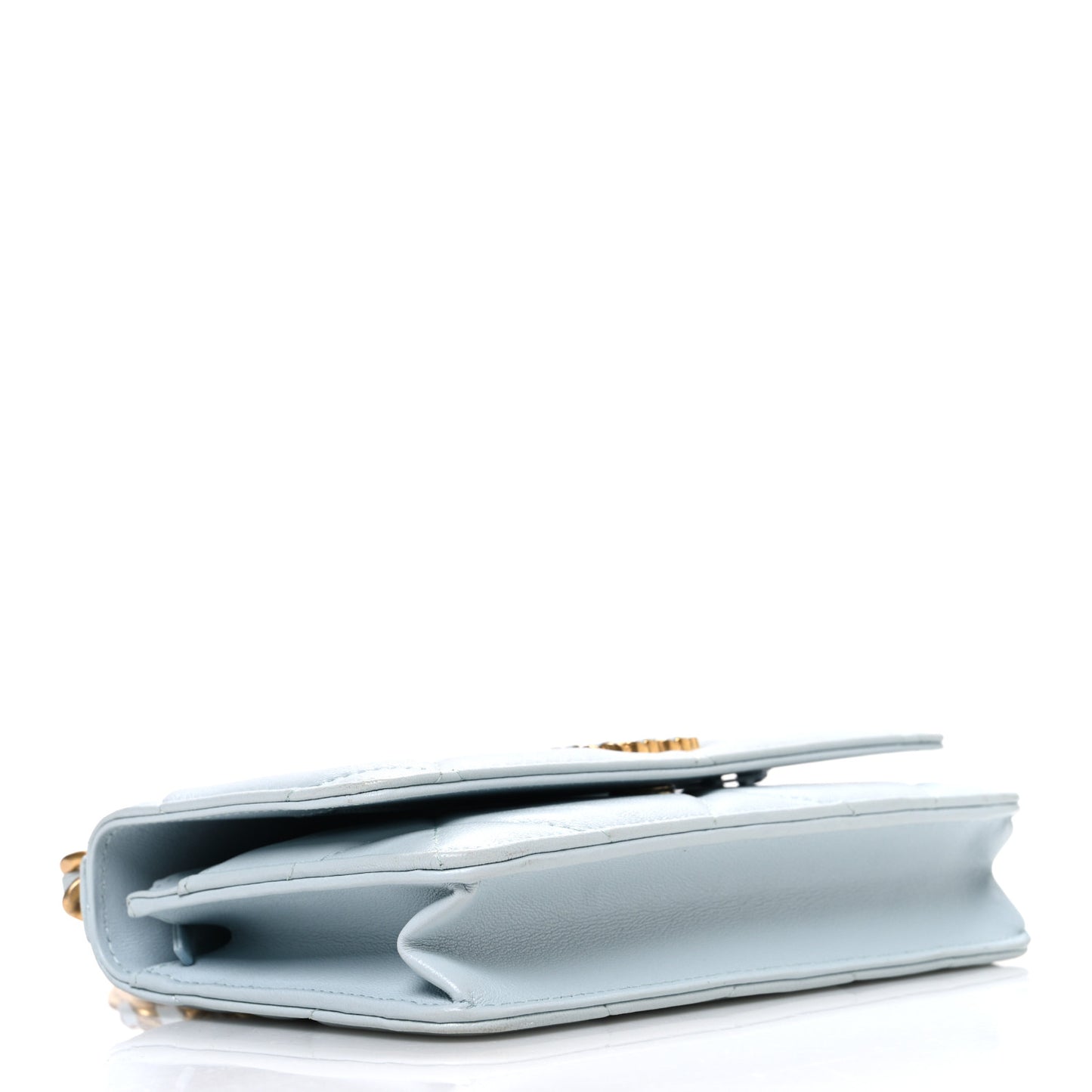 Lambskin Quilted Chanel 19 Wallet On Chain WOC Light Blue